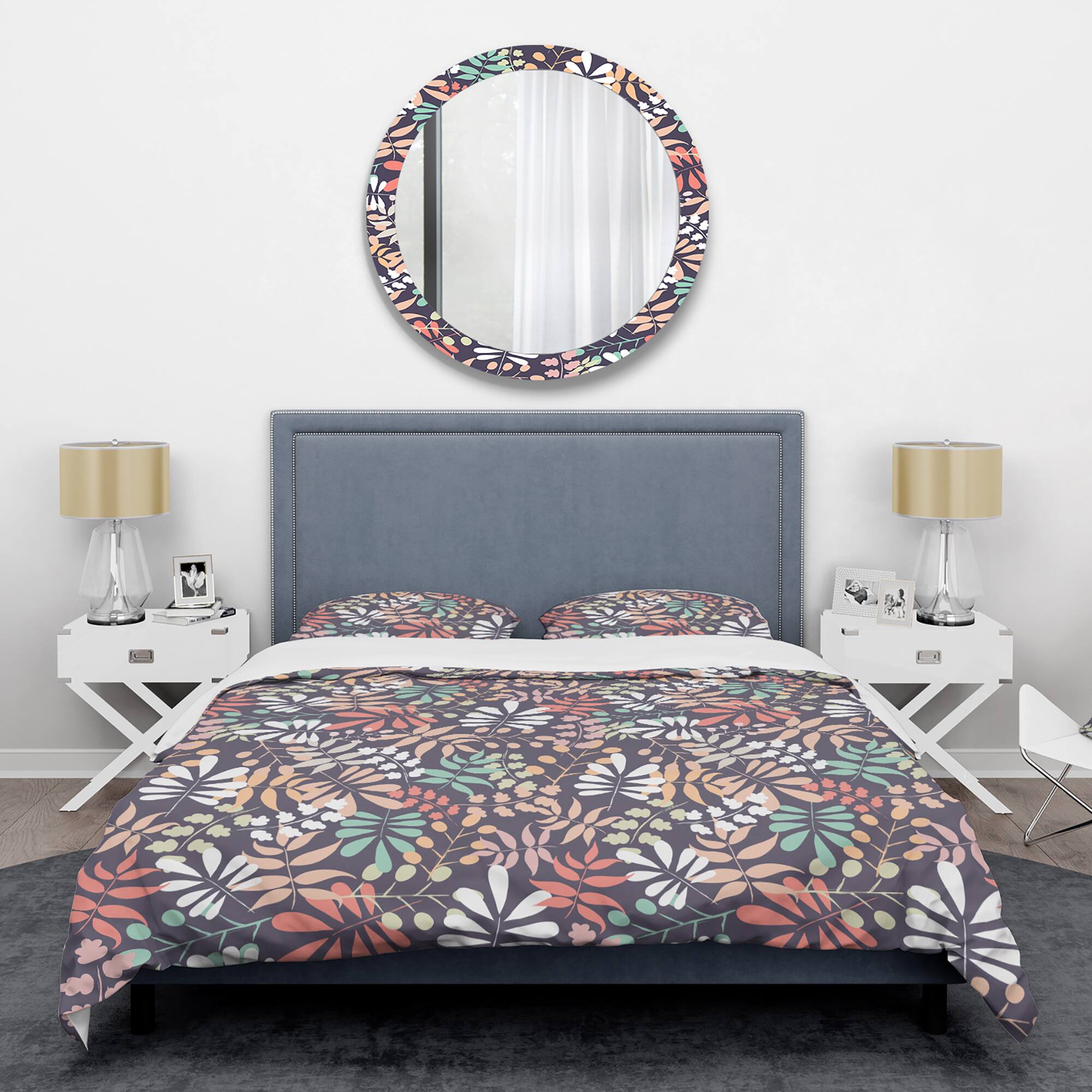 Designart 'Retro Botanical Pattern II' Mid-Century Duvet Cover Set